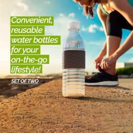 Copco Hydra Water Bottle with Spill-Resistant Lid, 16.9 oz (Set of 2) - Reusable Tritan Non-Slip Sleeve, Twist-Open Body - BPA-Free, Leak-Proof, Durable & Portable for Gym, Office, School (Gray)