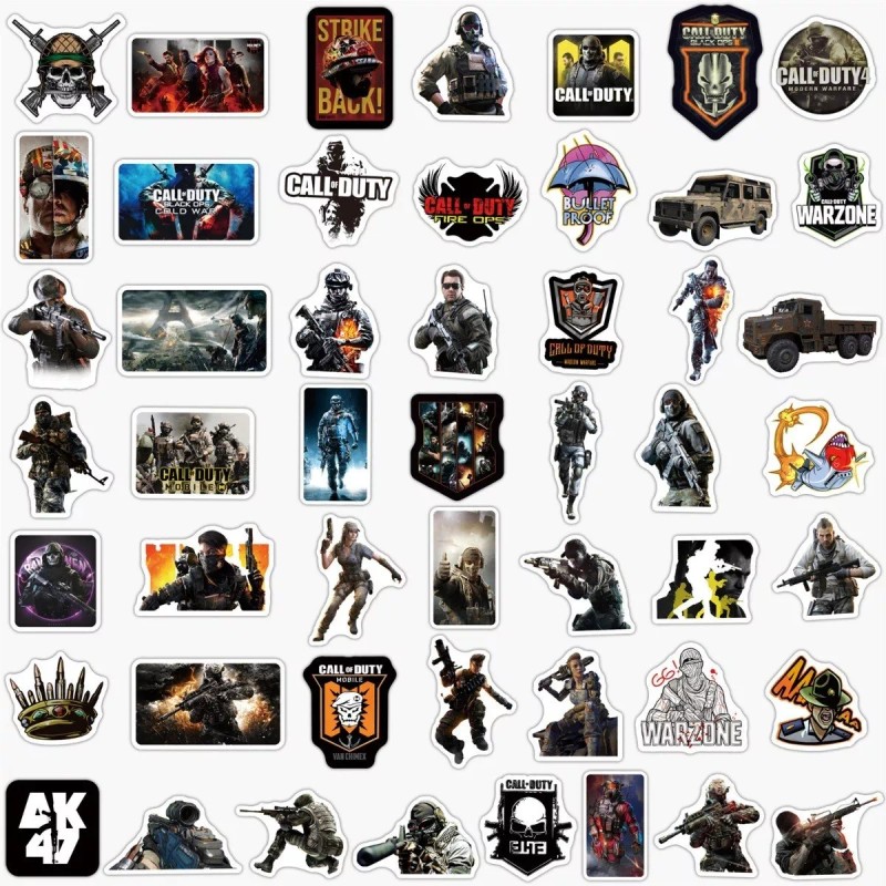 Call Of Duty 50 Calcomanias Stickers Videojuego Contra Agua