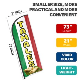 Tamales Feather Flag for Business Advertising 6 FT Swooper Flag for Storefronts Retailers Shops Food Trucks Events and Fairs (Flag Only)
