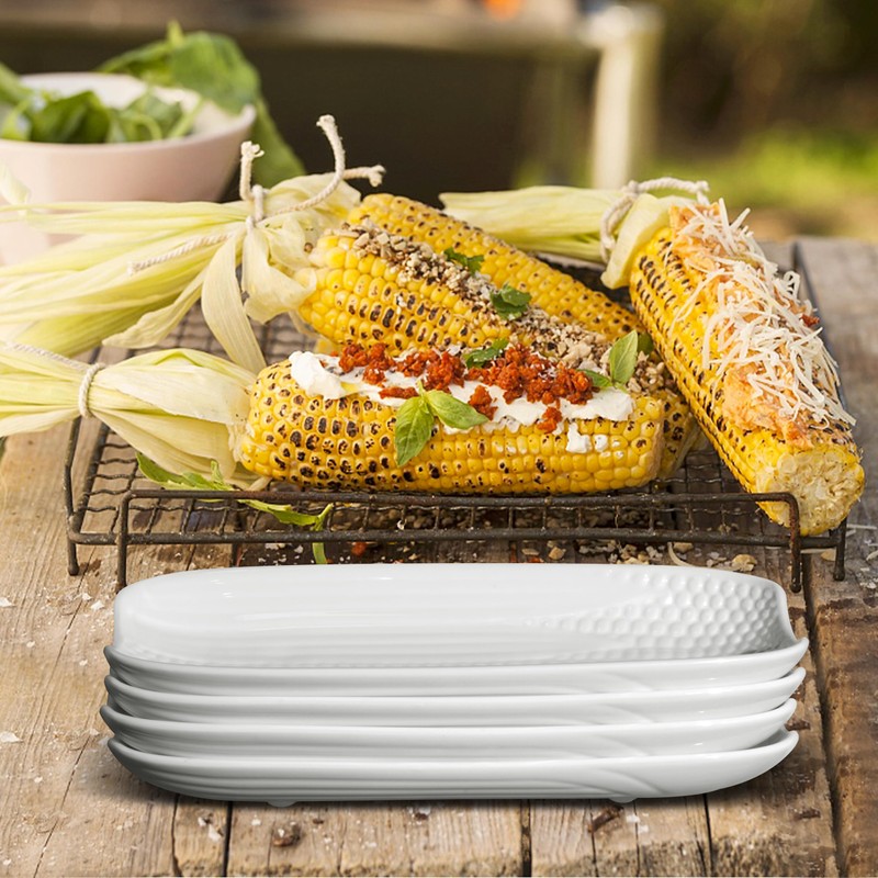 Cinf Ceramic Corn Cob Holders 8.8" Corn Dishes Set of