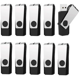 USB Sticks 16GB 3.0, Pack of 10, Vansuny USB Stick 3.0 16GB, Memory Stick 16GB Drive with 360° Rotating Metal Lid for Laptop/PC (Black)