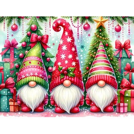 Christmas Gnomes Diamond Painting Kits for Adults, Christmas Dwarf Diamond Art Kits for Beginners, DIY Round Full Drill Diamond Painting Gem Art 12x16 inch