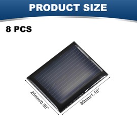 sourcing map 8PCS 1V 0.08W 0.08A Mini Solar Panels for Solar Power, Small Solar Photovoltaic Cells Charge DIY Electric Toy Materials Solar System Kits, 1.18" x 0.98"