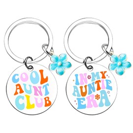 2 Pieces Cool Aunt Club Keychains, Creative Keychains, Stainless Steel Keychains, Gift Keychain, 1.2 x 1.2 inches, Modern