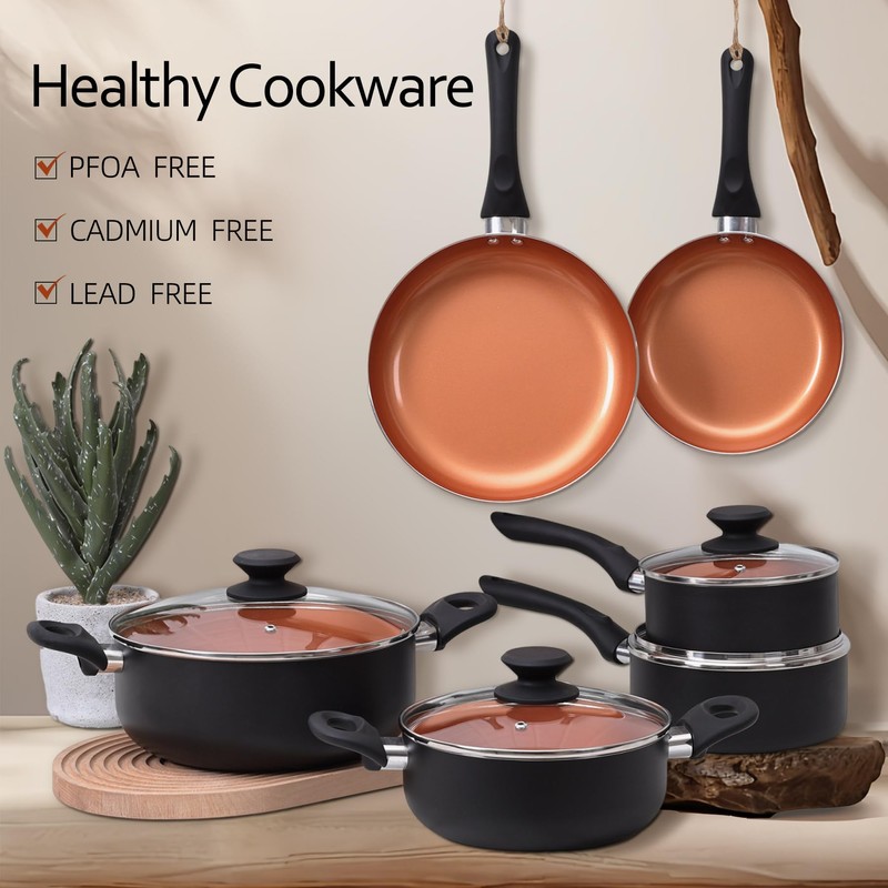 BECIGAR Ceramic Pots and Pans Set, 15PCS Nonstick Set Ceramic