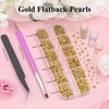 2160 Pcs Resin Half Round Pearls Kit,Mixed Sizes Flatback Gold