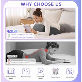 UKMOT Wedge Pillow Memory Foam, Ergonomic Reading Pillow for Bed Sleeping, 27 Degree Support Pillow with 2 Washable Pillowcase