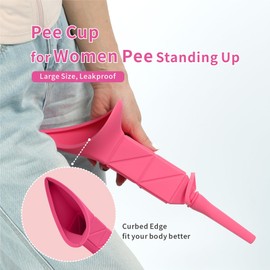 HIEERBUS Foldable Female Urinal, Female Urination Device, Reusable Women Pee Funnel Allows Women to Pee Standing Up,Silicone Portable Pee Cup with Tube Case for Camping,Outdoor,Travel,Hiking (Pink)