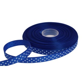 DXEUD Polka Dot Grosgrain Ribbon 25 Yard Each Roll 100% Polyester (3/8", Royal Blue)