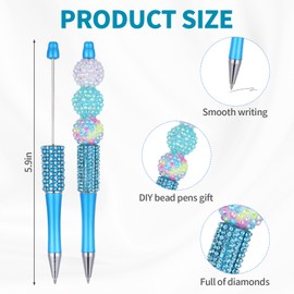 24Pcs Beadable Pens Bulk, Glitter Ballpoint DIY Beads for Pens Beadable Items Making Kit Beads Supplies Bling Pen, Cute Pencils for DIY Making Teacher Students Back to School Supplies（No Beads）