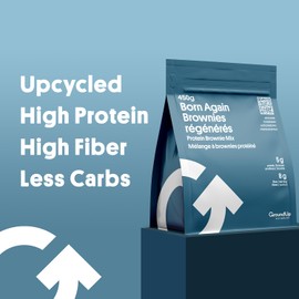 GroundUp Born Again Protein Brownie Mix - High Protein, High Fiber, Less Carbs, Vegan-Friendly Brownies Made with Upcycled Ingredients - 15.8 Ounces / 450g - Pack of 2