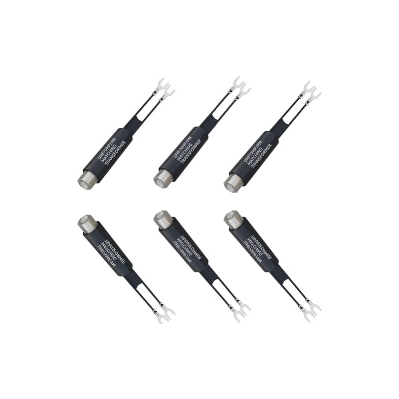 6pcs 75 Ohm to 300 Ohm Antenna Adapter Nickel-Plated UHF/VHF/FM