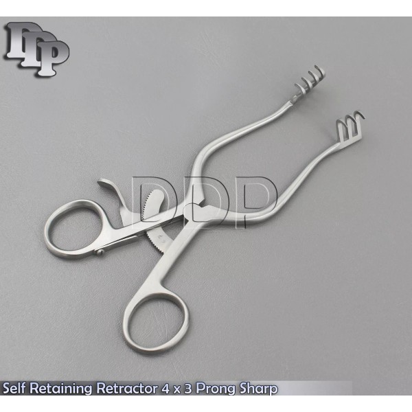 DDP Adson Self Retaining Retractor Blunt 3x4 Prongs 8'' (20cm)