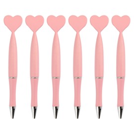Yjcnelcr 6 Pens Ballpoint Office Supplies Heart Shaped Pen 1.0mm Student Stationery Desk Accessories Black Ink (Pink)