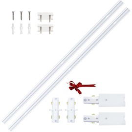 Bravsekai Extra Long Aluminum Alloy Shell H Type Track Lighting Rails Kit, 2PCS H Track Lighting Rail 120V Single Circuit 3-Wire 9.8FT with 2 I Connectors Wall Anchors for Any H Track Lighting Heads