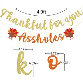 Friendsgiving Party Banner, Glitter Thankful For You Banner, Happy Friendsgiving Party Decor, Funny Thanksgiving Decor, Thanksgiving Party Decorations (Pre-strung)