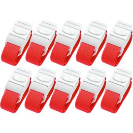 ROLSELEY Pack of 10 RED Quick Release Medical Tourniquets with Latex Free Polyester Elastic Band for NHS Phlebotomists, A&E, Paramedics, Medical Students and Professionals - Nurses Gift Idea