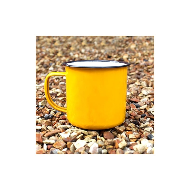 eBuyGB Set of 2 380ml Coloured Enamel Mugs Retro Outdoor