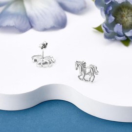 JERWLI Horse Earrings 925 Sterling Silver Horse Animal Stud Earrings Jewelry Gifts for Women Horse Lovers