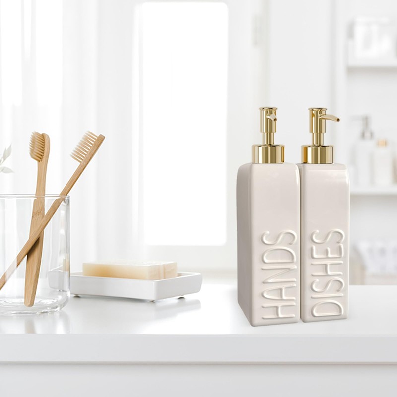 Karisky Soap Dispenser Set with Gold Rustproof Stainless Steel Pump,