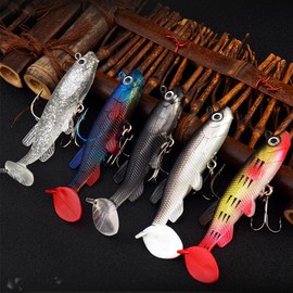 UTMACH Pack of 10 Rubber Fish Fishing Lures Rubber Fish with Jig Head Fishing Lure Set Fishing Bait Predator Fishing Lures Artificial Bait Rubber Bait for Pike Fishing, Perch Bait, Wobbler for Sea