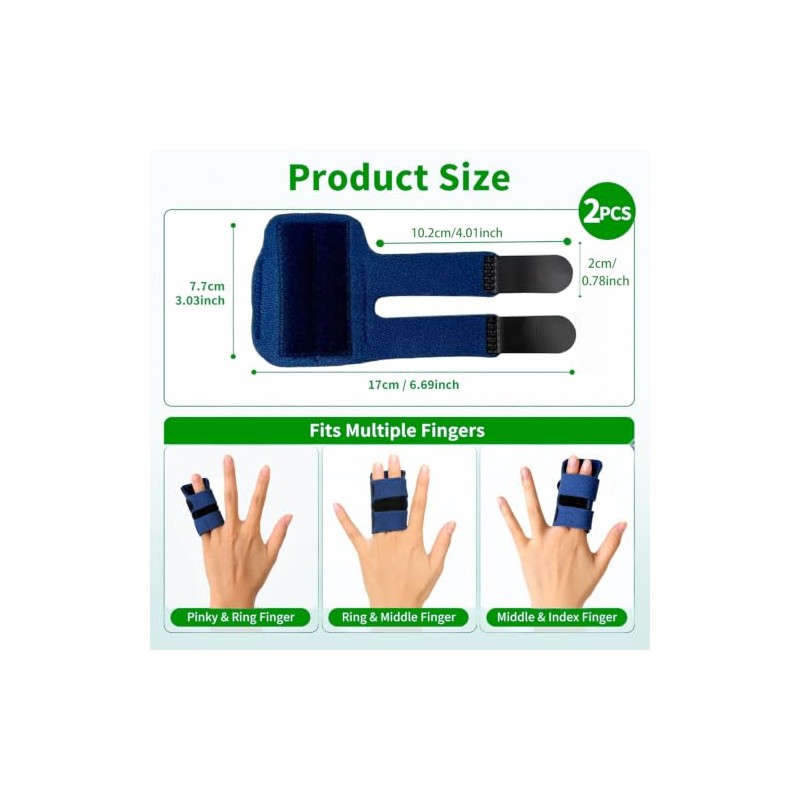 2PCS Finger Splint Trigger Finger Splint with 2 Aluminum Support