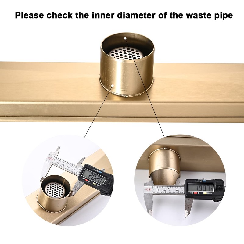 AVSIILE Linear Shower Floor Drain, Brushed Gold 30 Inch 304