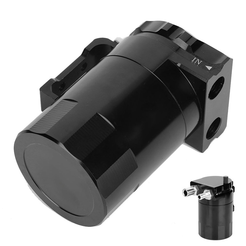 Universal Oil Catch Can Kit 300ML Reservoir Tank Engine Black