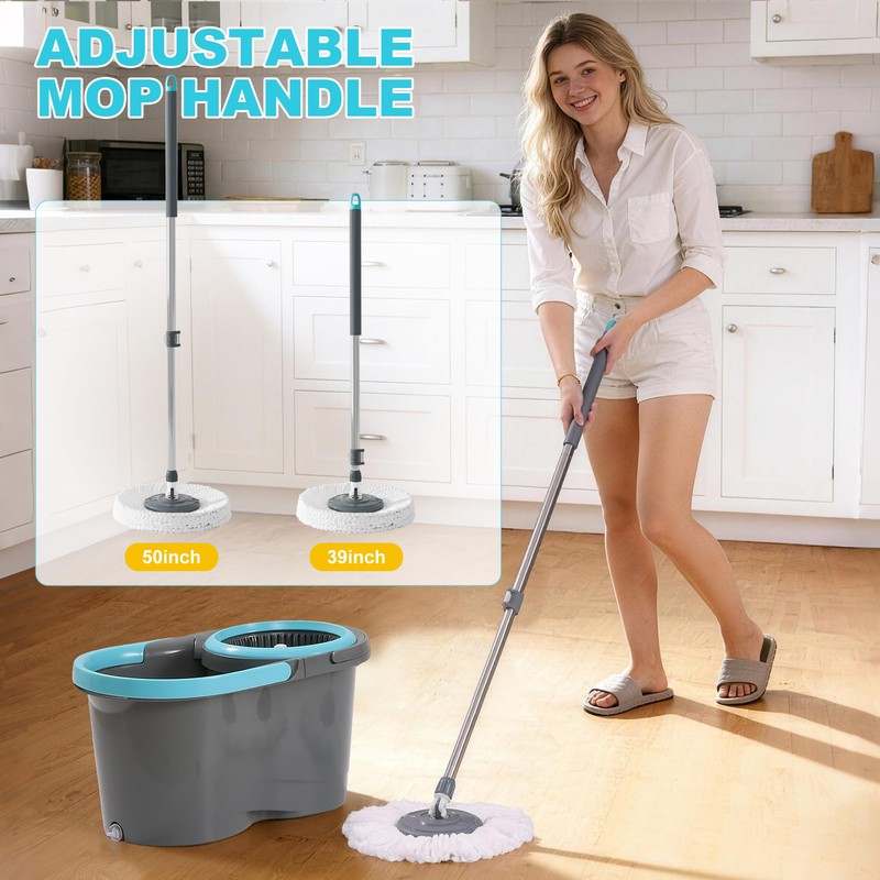 JOYMOOP Spin Mop and Bucket, 360° Mop Head & Telescopic