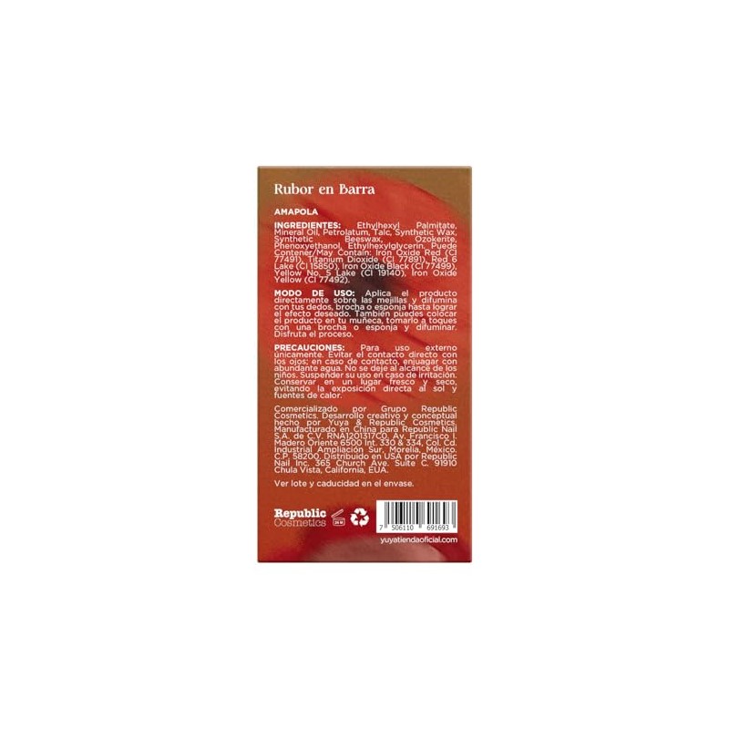 Republic Cosmetics - Blush En Barra Amapola (Rojo)