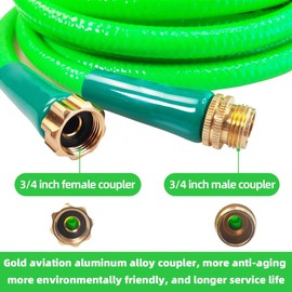 Boersite Garden Hose 50 ft Heavy Duty Water Hose 5/8,180 PSI Kink Resistant,Heavy Duty, Lightweight, Flexible Hose for Plants,Lawn & Garden Watering Equipment, 3/4 Solid Fittings (50ft)