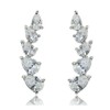 Sterling Silver Teardrop Cubic Zirconia Curved Climber Crawler Earrings
