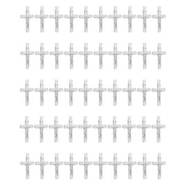 diyalo Catholic Four Way Cross/Celtic Crucifix/Orthodox Baptismal Cross/Holy Trinity Crucifix Cross Pendant Charms for DIY Rosary Chaplet Jewelry Making Parts (Mini INRI Crucifix-50pcs)