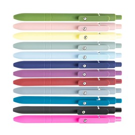 PASISIBICK Gel Pens, 12 Pieces 0.5 mm Fine Point Black Ink Smooth Writing Pen with Silicone Grip, Metal Clip Retractable Pens for Women Teacher Students Office and School Supplies Gifts