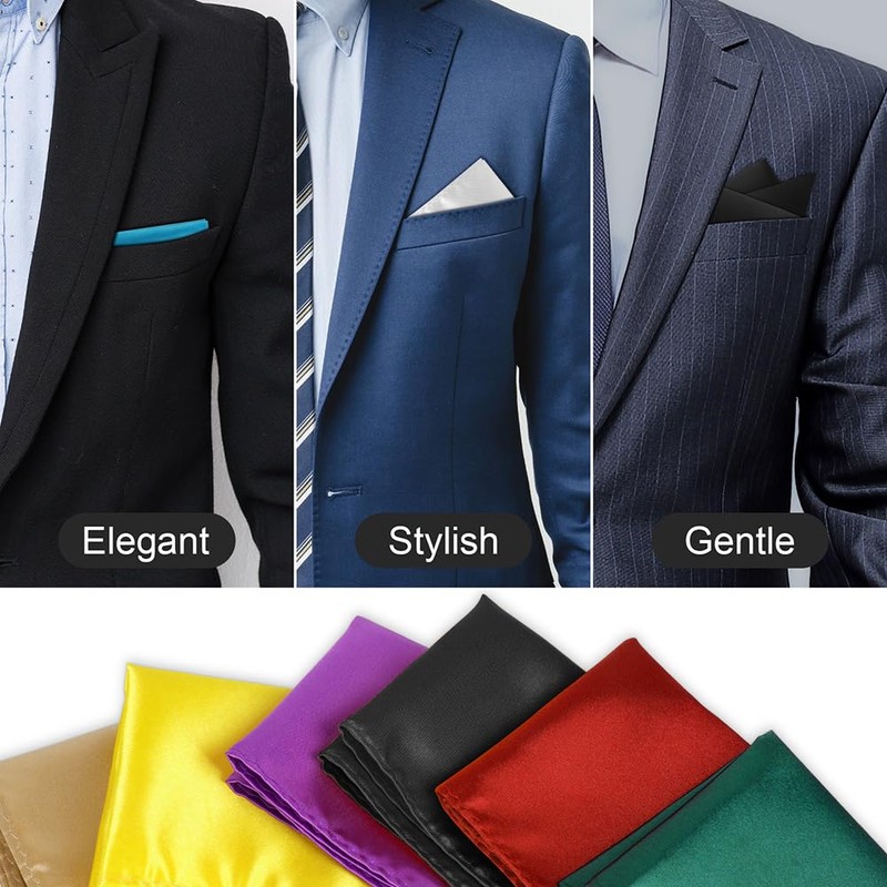 URAQT Pocket Square Plain Men's Pocket Square Holder Pre-Folded Fabric