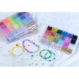 XIANNVXI Glass Beads Kit for Friendship Bracelet Glass Kandi Letter Beads Kit for Jewelry Making DIY Crafts