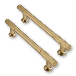 CABDM 10 Pack 5inch(128mm) Center to Center Brushed Brass Cabinet pulls Solid Heavy-Duty Kitchen Cabinet Handles Drawer Pulls Cupboard Hardware for Cabinets