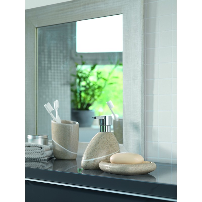 Spirella Etna Polyresin Stoneware Soap Dish, Sand