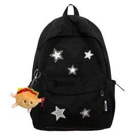 srdmuph Kawaii Backpack with Cute Accessories Pendant Travel Casual Daypack Lightweight Laptop Bags Outdoor Women (Black)