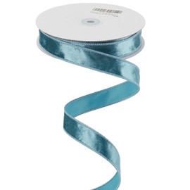 MEEDEE Dusty Blue Velvet Ribbon 1 Inch Velvet Wired Ribbon 25 Yards Crushed Velvet Ribbon Spool Velvet Christmas Ribbon French Blue Velvet Ribbon for Christmas Tree, Wreaths Supplies, Bows Making