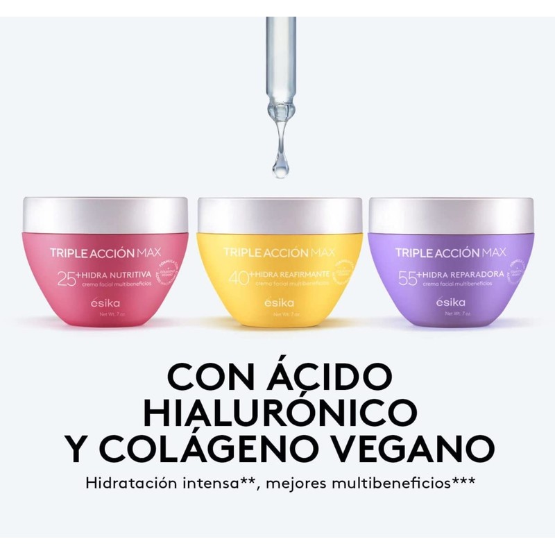 Esika Triple Acción Max Bundle, Multibenefits Face Cream 25+ and