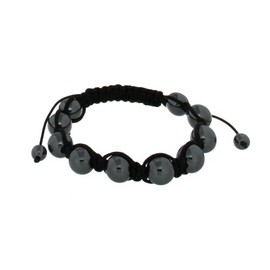 Black Shamballa Black Cord Haematite Beads Adjustable Bracelet of 19cm/7.5"