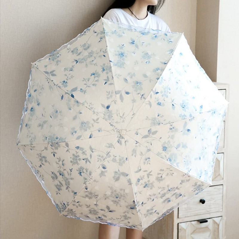 L-Lei Sun Umbrella Ladies Parasol Ladies Embroidered Lace Double-Deck Anti-UV