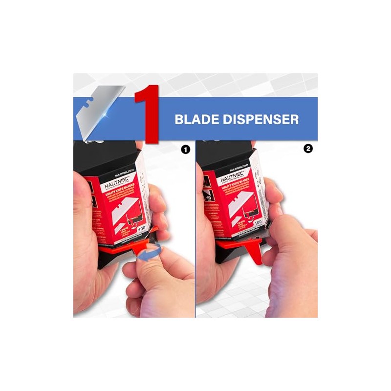 HAUTMEC 100 Pack Utility Knife Blades, Standard Box Cutter Blades