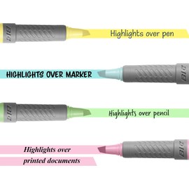 BIC Brite Liner Grip Subrayadores pastel, varios colores de tinta, punta biselada, caja de 12 subrayadores pastel surtidos