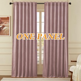 Timeper Dusty Pink Velvet Curtain 96 inches 1 Panel, Wheat Ear Pattern Blackout Curtain Luxury Thermal Insulated Window Drapery for Living Room Bedroom,Back Tab & Rod Pocket,W52 x L96 inches