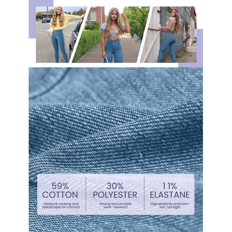 AIMILIA Crossover Jeggings for Women Tummy Control High Waist Pull