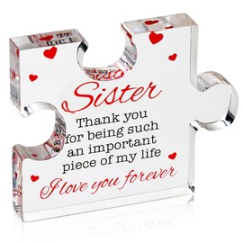 Birthday Gifts for Sister - Engraved Acrylic Block Puzzle Present - Cute Birthday Gifts from Besties, Happy Birthday Sister Gift from Brother - Thanksgiving Ideas