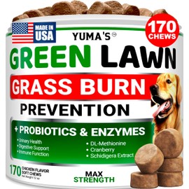 Dog Urine Neutralizer for Lawn - 170 Chews - Advanced Grass Green Savers for Dog Urine - Canine Pee Grass Neutralizer Supplement - Green Lawn Treats with Probiotics and Digestive Enzymes