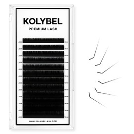 KOLYBEL Classic Lash Extensions 0.05 C CC D DD J B L Curl 8-16mm Mixed Lash Trays Premium Silk Eyelash Extensions Matte Dark Lash Extension for Professional Salon Use (0.05-L-8-16mm)